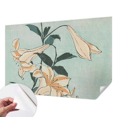 Removable wall mural wallpaper with a delicate lilies design