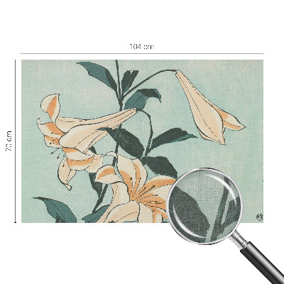 Removable wall mural wallpaper with a delicate lilies design