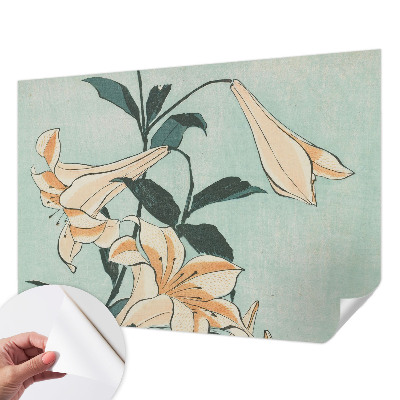 Removable wall mural wallpaper with a delicate lilies design