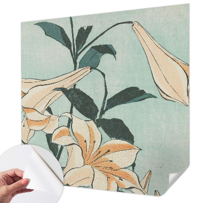 Removable wall mural wallpaper with a delicate lilies design