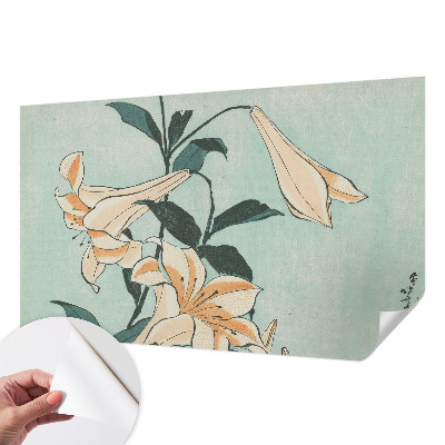 Removable wall mural wallpaper with a delicate lilies design