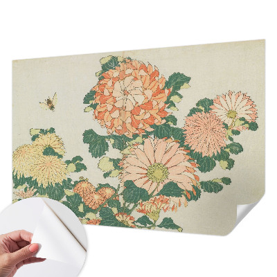 Peel and stick wall mural for living room with chrysanthemum flower design