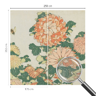 Peel and stick wall mural for living room with chrysanthemum flower design