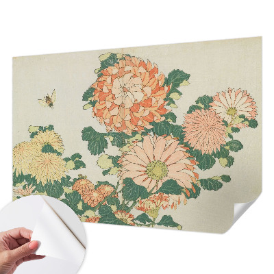 Peel and stick wall mural for living room with chrysanthemum flower design