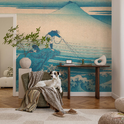 Peel and stick wall mural for bedroom featuring a sea scene