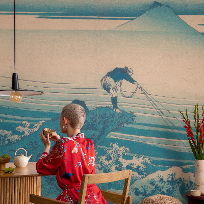 Peel and stick wall mural for bedroom featuring a sea scene