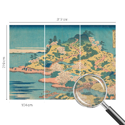 Peel and stick wall mural for kids' room with a Japanese landscape design