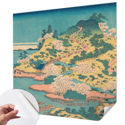 Peel and stick wall mural for kids' room with a Japanese landscape design