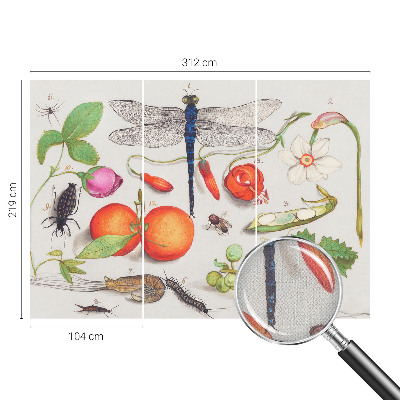3D photo wallpaper mural with a nature illustration