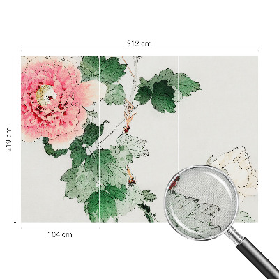 Nursery wall mural with a subtle floral design