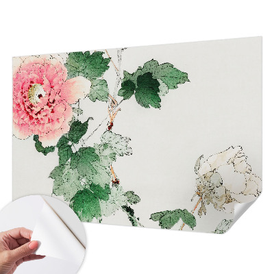 Nursery wall mural with a subtle floral design