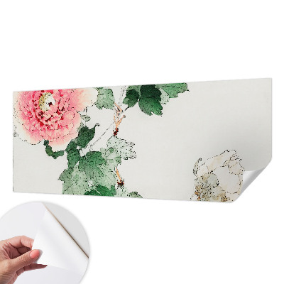 Nursery wall mural with a subtle floral design