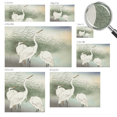 Baby room wall mural with herons in the grass motif