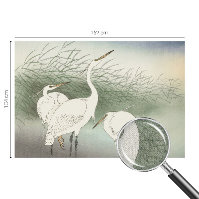 Baby room wall mural with herons in the grass motif