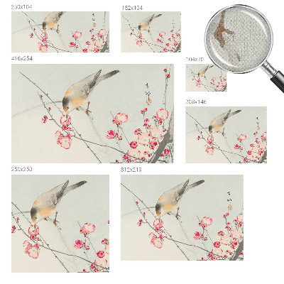 Peel and stick wall mural with a floral and bird design