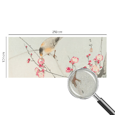 Peel and stick wall mural with a floral and bird design