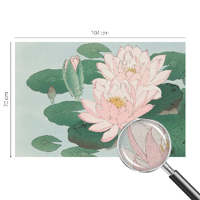 Peel and stick wallpaper mural with a water lotus design