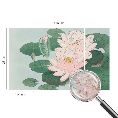 Peel and stick wallpaper mural with a water lotus design