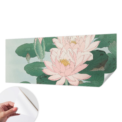 Peel and stick wallpaper mural with a water lotus design