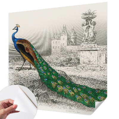 Self-adhesive photo wallpaper with a colorful feather pattern