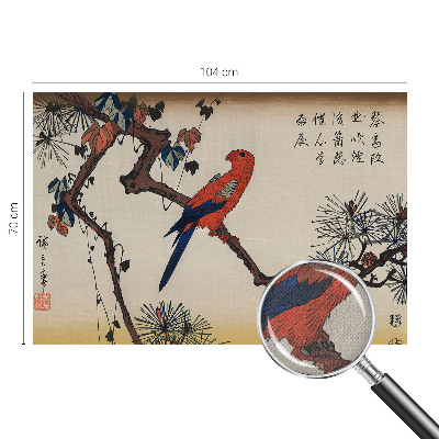 Stick-on wall mural featuring a bird perched on a branch