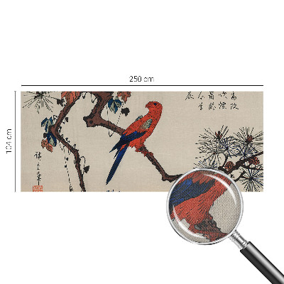 Stick-on wall mural featuring a bird perched on a branch