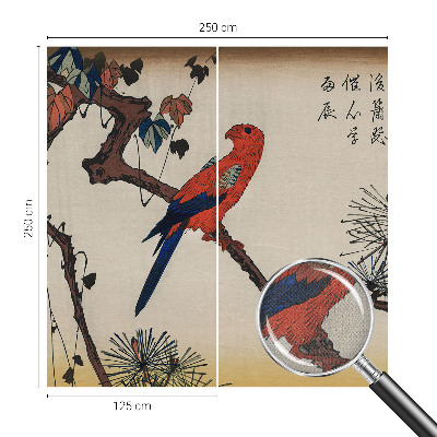 Stick-on wall mural featuring a bird perched on a branch