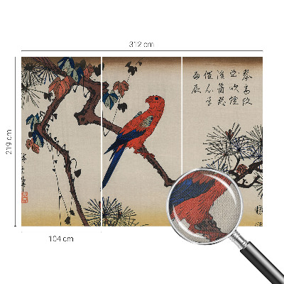 Stick-on wall mural featuring a bird perched on a branch