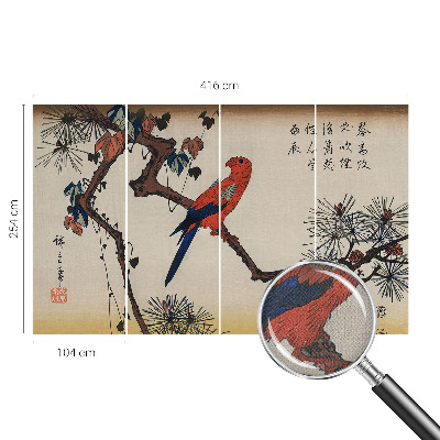 Stick-on wall mural featuring a bird perched on a branch