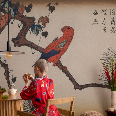 Stick-on wall mural A bird on a branch