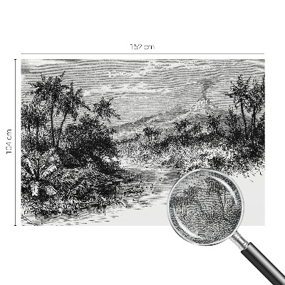 Removable wall mural with an exotic panoramic motif