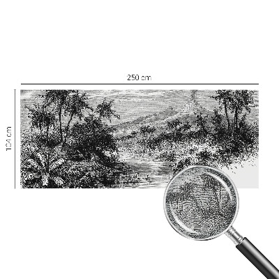 Removable wall mural with an exotic panoramic motif