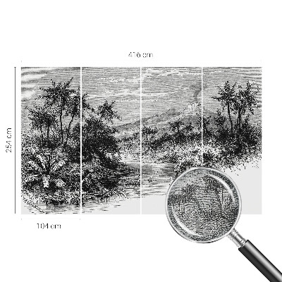 Removable wall mural with an exotic panoramic motif