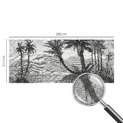 Removable wall mural wallpaper with a tropical oasis design
