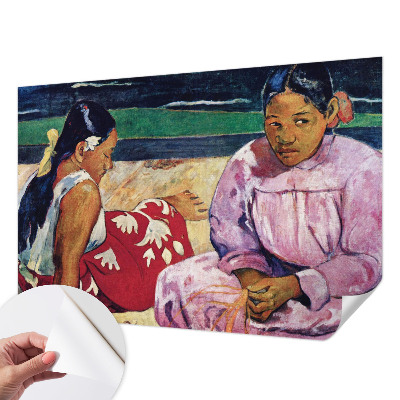 Peel-and-stick wall mural for living room with a beach scene