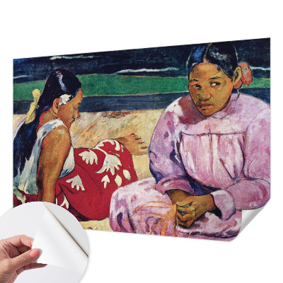 Peel-and-stick wall mural for living room with a beach scene