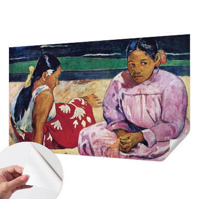 Peel-and-stick wall mural for living room with a beach scene