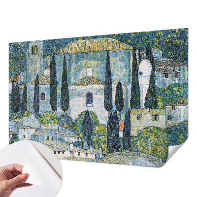 Peel and stick wall mural for kids' room with a cypress houses design