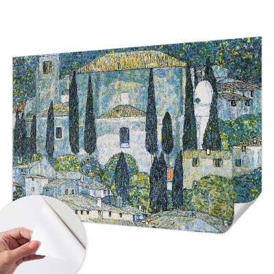 Peel and stick wall mural for kids' room with a cypress houses design