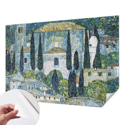 Peel and stick wall mural for kids' room with a cypress houses design