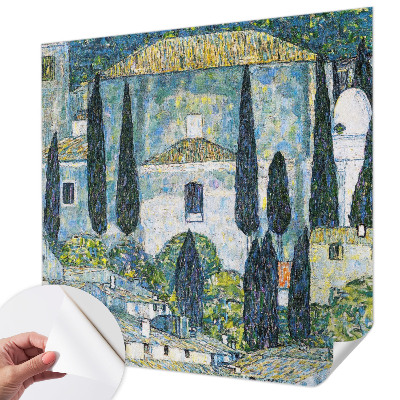 Peel and stick wall mural for kids' room with a cypress houses design