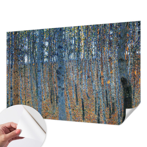 3D wall mural with a birch forest design