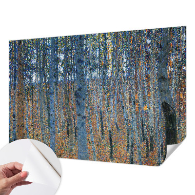 3D wall mural with a birch forest design