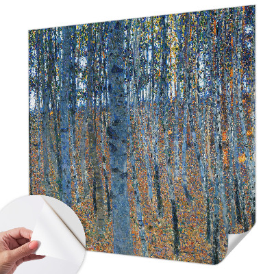 3D wall mural with a birch forest design
