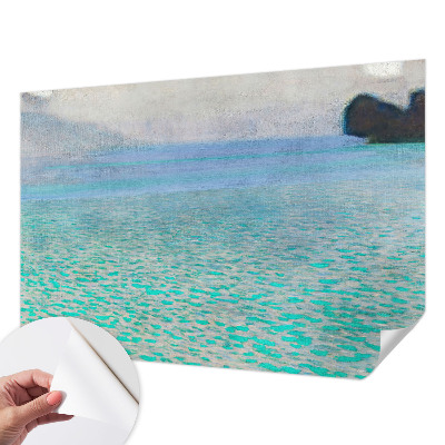 Nursery wall mural with a turquoise water design