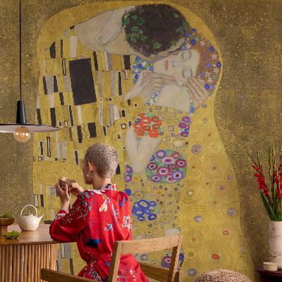Children's wall mural with an Art Nouveau couple illustration