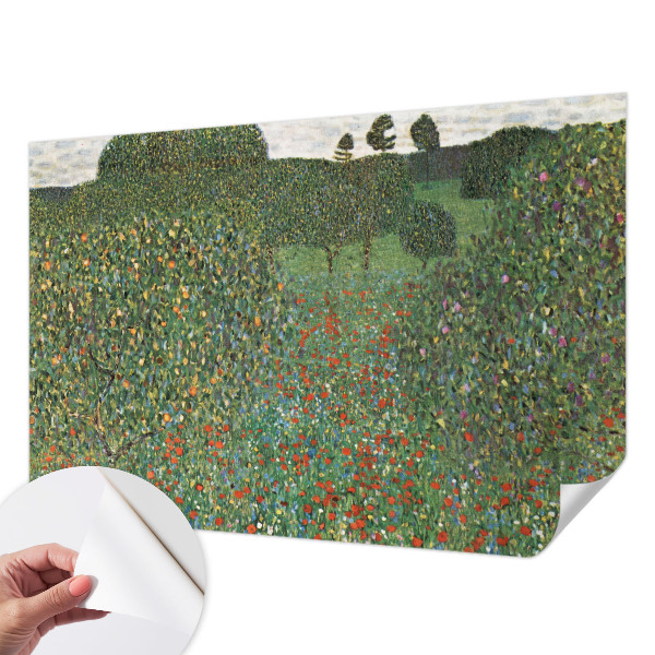Baby room wall mural with a flower meadow design