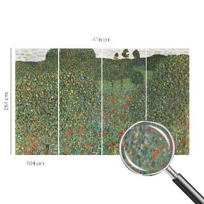 Baby room wall mural with a flower meadow design