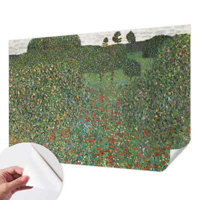 Baby room wall mural with a flower meadow design