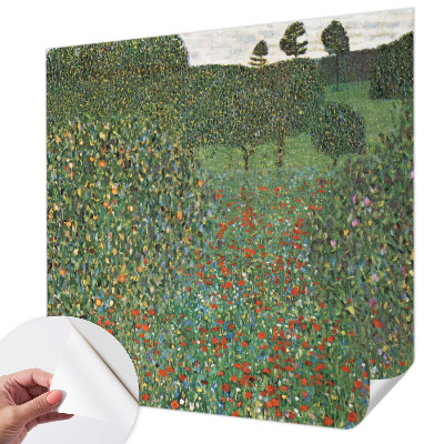 Baby room wall mural with a flower meadow design